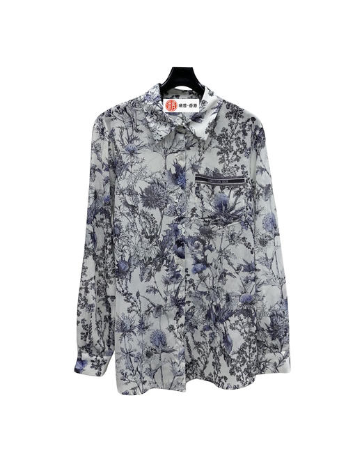 女款绸质印花长袖衬衫 可配套装ba010 商品图0