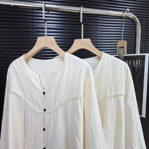 F031860早春新款法式圆领花纱重工刺绣拼接花边百搭衬衫满幅刺绣衬衫 商品图2