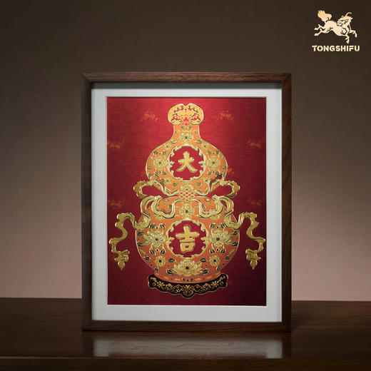 铜师傅 手工錾刻 铜雕画《福禄大吉（桌面）系列》办公室装饰画 商品图1