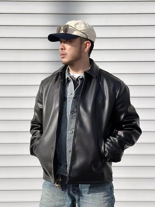 F031846春季新款简约大气纯色拉链翻领长袖皮衣单夹克外套 商品图8