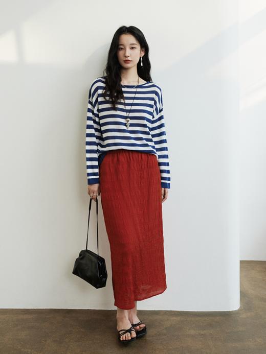 和纸羊毛混纺条纹套头毛衫FCG1WST087 商品图7