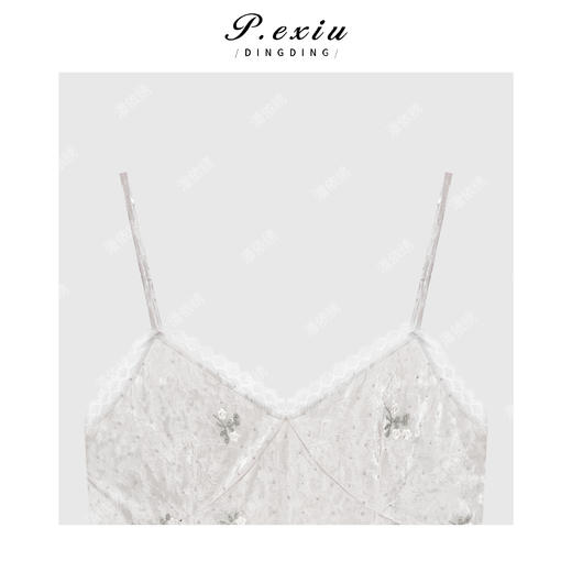 03-4潘依绣丁丁宠粉精致优雅绣花蕾丝花边吊带连衣裙Q4985 商品图2