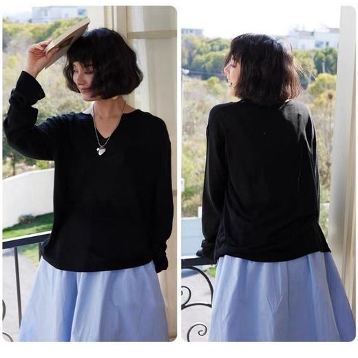 佐姿莎 亚麻针织高级感V领慵懒上衣 V领设计修饰脖颈线条 宽松廓形 遮肉显瘦不挑人 异色纱结纹理 细腻层次感 商品图6