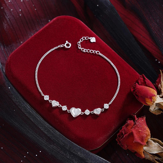 子佩集【心心相映】S925银手链【SL070461】时尚猫眼石爱心2509 商品图0