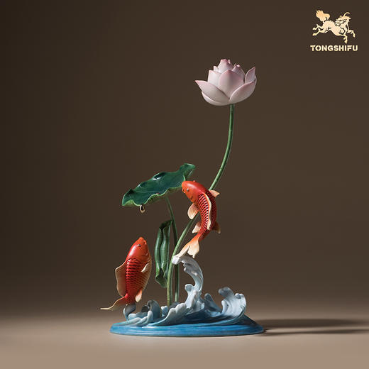 铜师傅《莲年有余》中式铜鱼莲花摆件 家居创意装饰乔迁新居礼物 商品图3