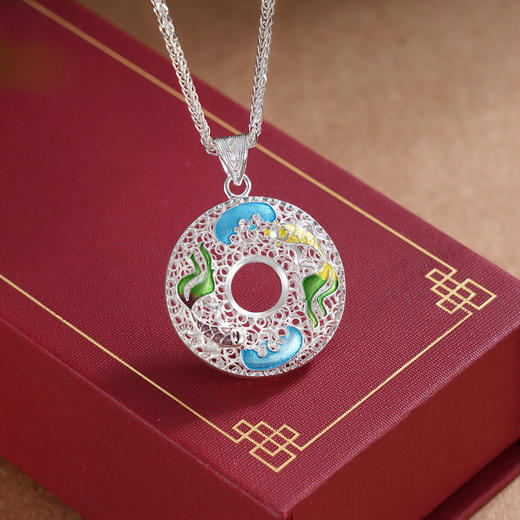 子佩集S990银【戏鱼】套链【MXDZ011】花丝平安扣圆圈项链2509 商品图3