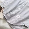 F031831春秋新款宽松直简大廓形条纹纯棉牛津衬衫单排扣立领衬衣 商品缩略图3