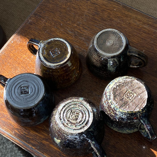 日本中古粗陶茶杯 带签章 X1526 商品图3