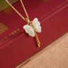 子佩集S925银【秋蝶翩跹】套链项链【DZ05834】和田玉镀金国潮蝴蝶25092401 商品缩略图2