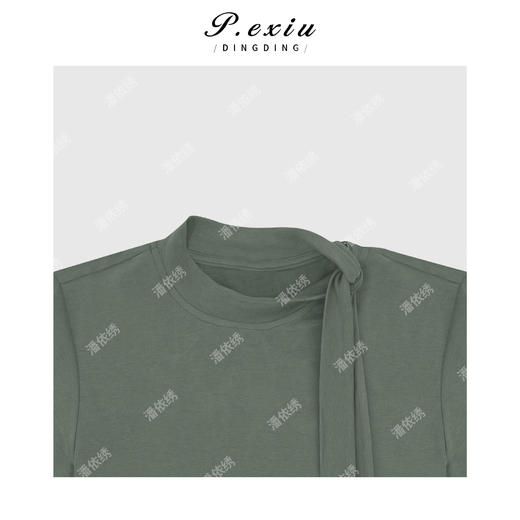 03-4潘依绣丁丁宠粉肌理感垂顺显瘦冰丝飘带短袖宽松上衣Q7469 商品图2