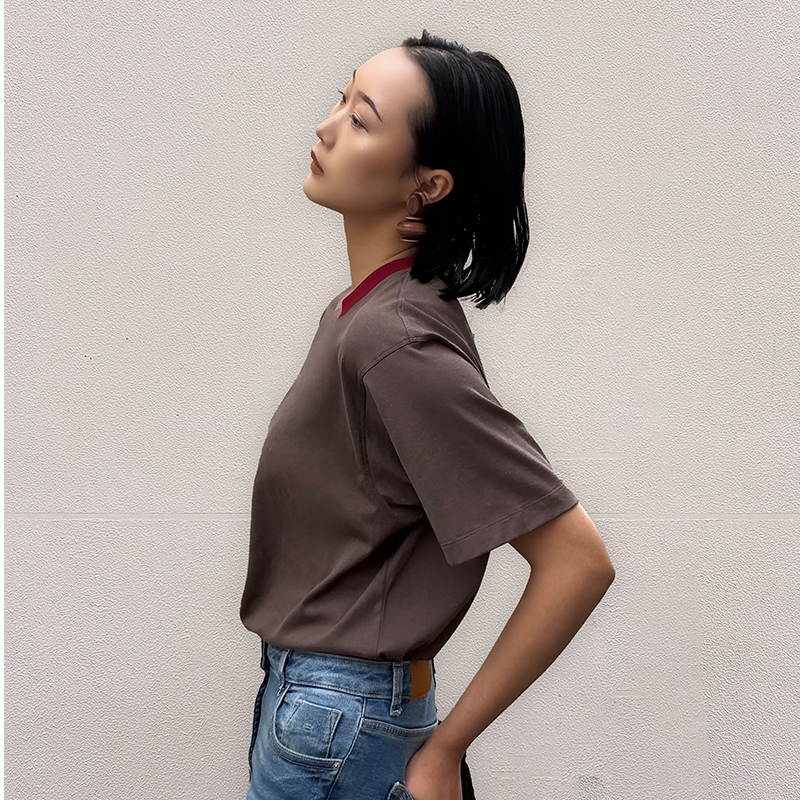 【撞色丝麻】噢蜜ooomeooo红领防晒凉感丝麻T