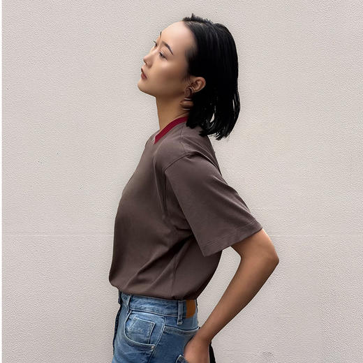 【撞色丝麻】噢蜜ooomeooo红领防晒凉感丝麻T 商品图0