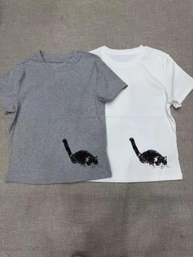 F031829时尚百搭虞书欣同款紧身小猫咪印花圆领短袖T恤