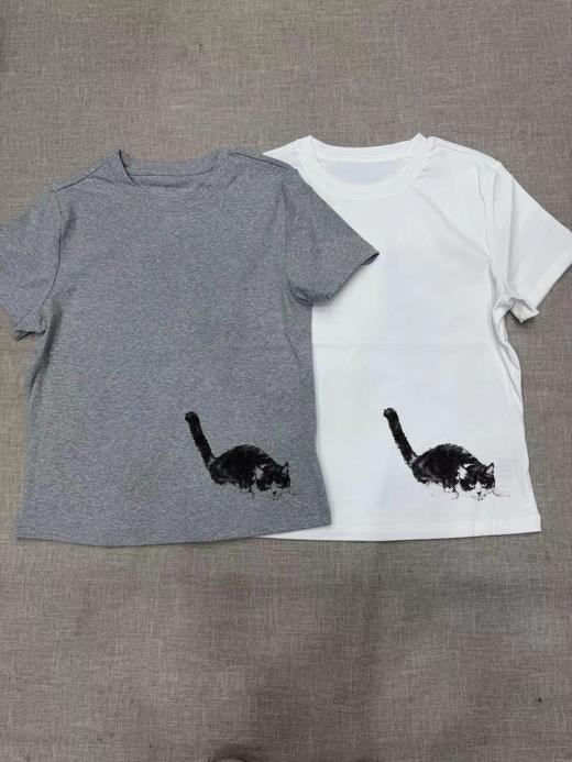 F031829时尚百搭虞书欣同款紧身小猫咪印花圆领短袖T恤 商品图0