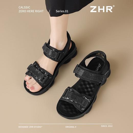 ZHR则则水钻运动凉鞋女厚底魔术贴沙滩凉鞋外出夏季百搭休闲凉鞋 商品图9