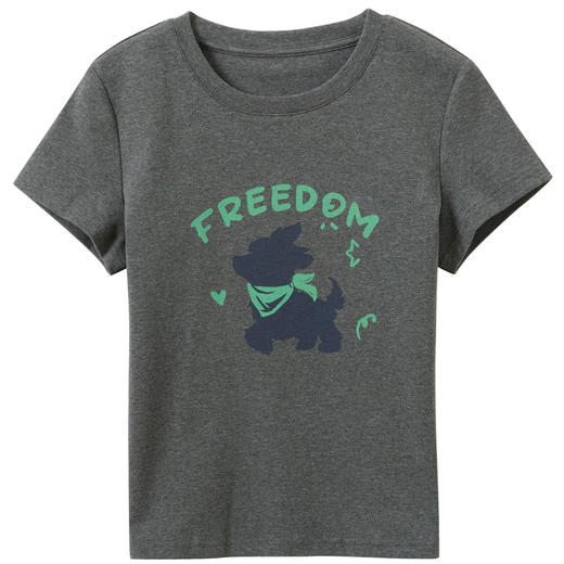 三彩2026夏季新款休闲字母印花T恤修身短款圆领短袖套头衫上衣M 商品图4