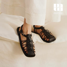 duimian对面「藤迹」黑色/白色罗马凉鞋