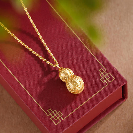 子佩集S925银【一生一世】套链项链【DZ05043】和田玉镀金花生2509 商品图1