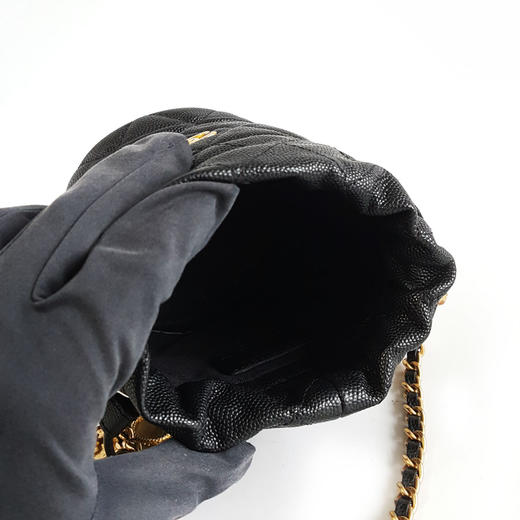 【95新】CHANEL香奈儿AP3111 B09805 9430523C黑金荔枝牛皮金币链条小水桶单肩包女士140326JJ13 商品图8