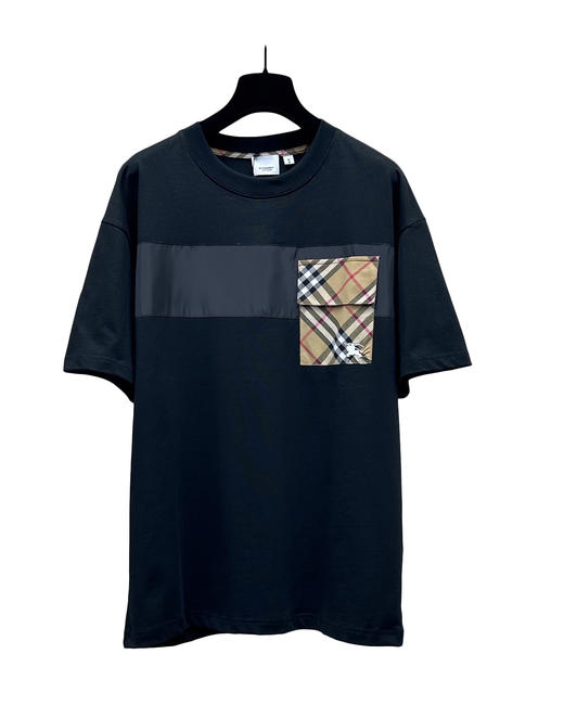 中性款拼接口袋刺绣短袖T恤he007 商品图0