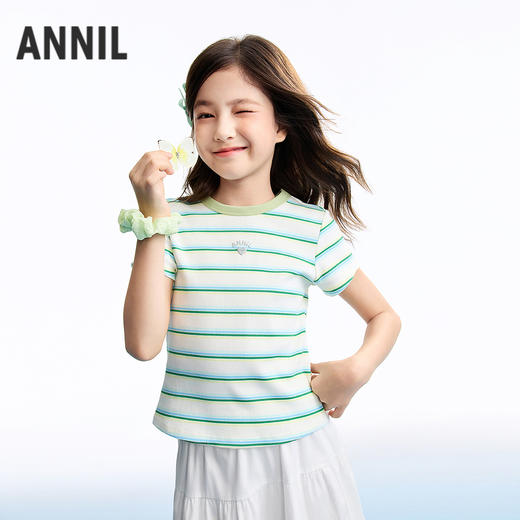 女童圆领短袖针织衫夏季新款安奈儿童装EG621665 商品图1