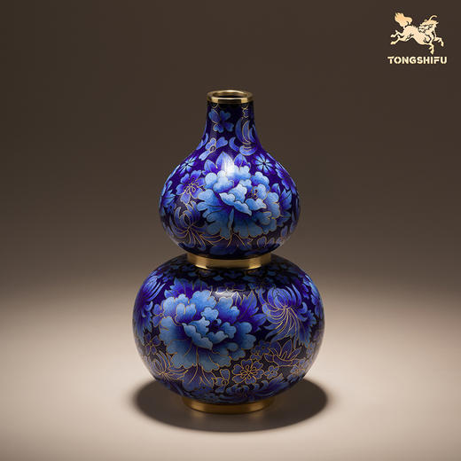 铜师傅《牡丹福禄(景泰蓝)》客厅紫铜葫芦摆件 家居装饰工艺礼品 商品图1