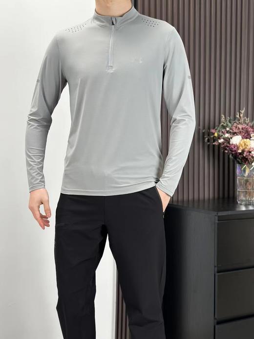 F031854春季跑步运动速干透气紧身立领开链长袖T恤 商品图13