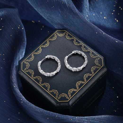 子佩集【清波水影】S925银耳环【Z16397】时尚扣环圆圈锆石2509 商品图6