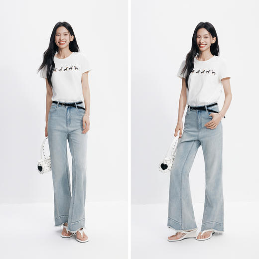 森马短袖T恤女夏季小狗印花套头衫个性气质女生趣味时尚休闲上衣 商品图4