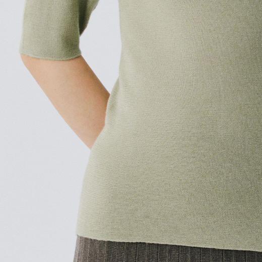 东黎 • 万物复苏 一叶知苏 山羊绒桑蚕丝 女士春季高领套衫 6001 商品图9