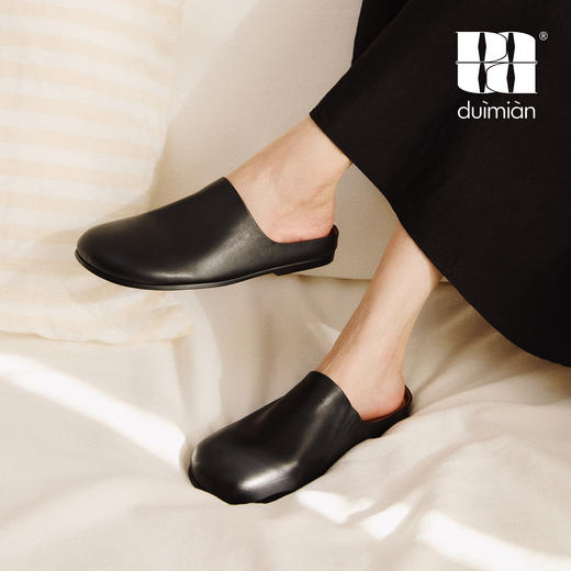 duimian对面「云履」黑色/棕色拖鞋包头半拖 商品图0