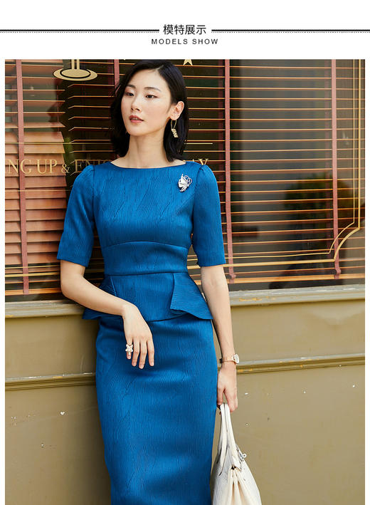 孤品- “荷叶下的秘密” 颈袖添香季新款职场连衣裙女时尚ol修身长袖商务正装包臀裙J7180032T1X5不退可换 商品图2