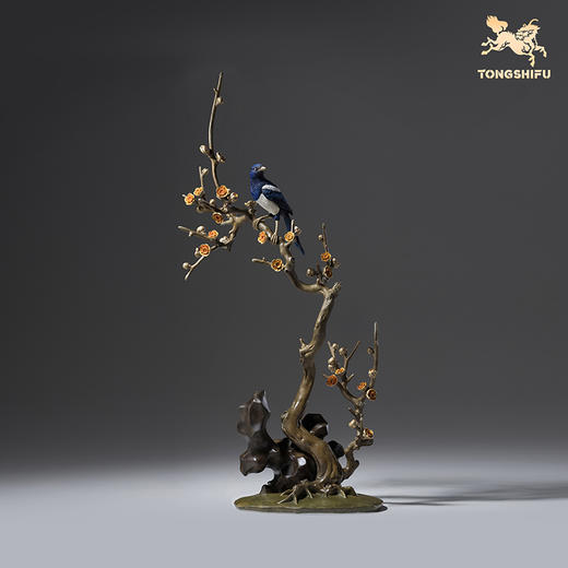 铜师傅《喜至家门》客厅喜鹊铜摆件 新中式酒柜家居装饰结婚送礼 商品图1