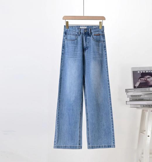 F031887窄版复古阔腿高腰宽松垂感直筒拖地裤修饰腿型显腿长牛仔裤 商品图5