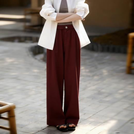 下单3-7天发货！ LONGNVFAIR 牛仔天丝棉安可拉红阔腿裤 高腰阔腿版型 显瘦显高 材质软fufu 藏肉显腿长 商品图6