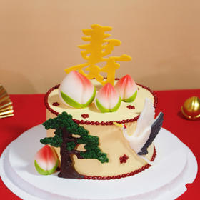 祝寿款【仙鹤献桃】1.8磅 香草奶油芒果夹心口味  | 左羊