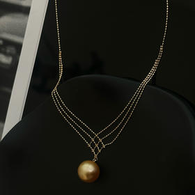 南洋金珠18k金项链 12-13mm 浓金金珠