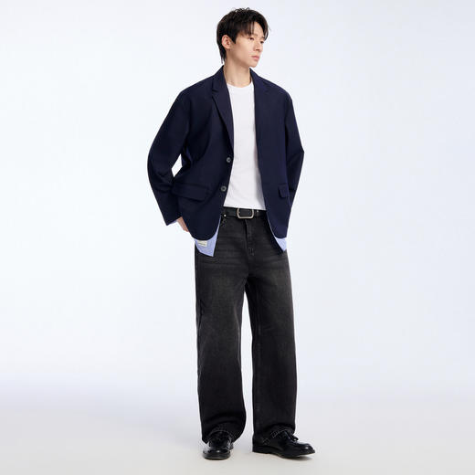 NPC潮牌绵羊毛混纺衬衫西服假二件简约复古2粒扣春上新NP61TJ05 商品图2