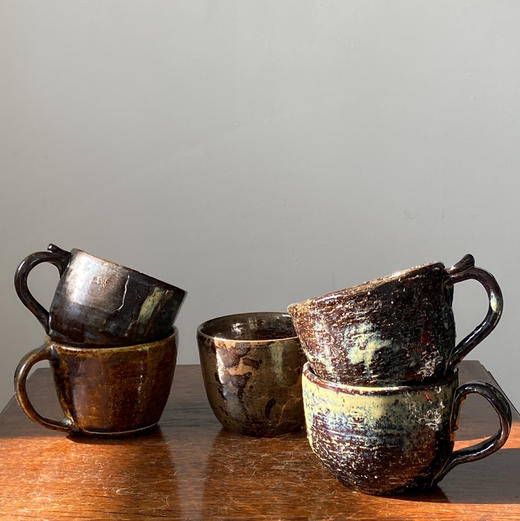 日本中古粗陶茶杯 带签章 X1526 商品图0