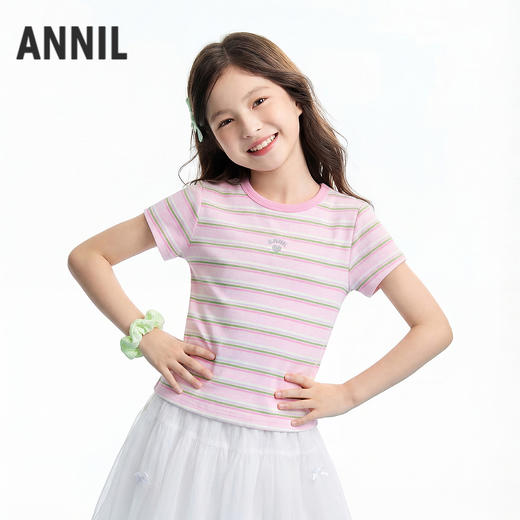 女童圆领短袖针织衫夏季新款安奈儿童装EG621665 商品图2