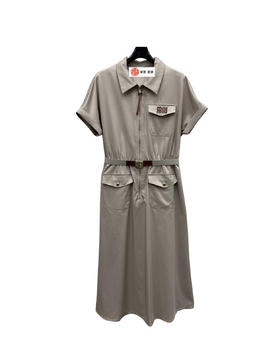 女款腰带短袖连衣裙zh017