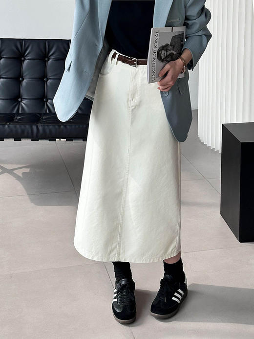 韩系高腰复古牛仔半裙 商品图2