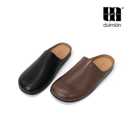 duimian对面「云履」黑色/棕色拖鞋包头半拖 商品图4