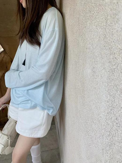 F031883夏日氧气薄荷蓝~ 新款法式莱赛尔天丝面膜t长袖上衣 商品图7