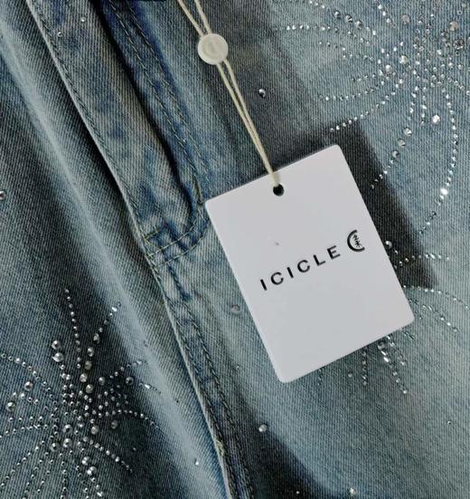 F031816蓝色烟花烫钻阔腿牛仔裤女春季新款高腰宽松显瘦直筒拖地裤 商品图5