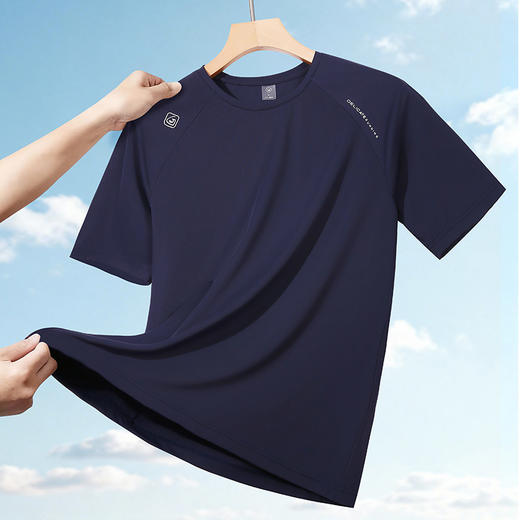 【DK】大依优型大码男装夏季圆领短袖T恤圆领冰丝速干透气运动短袖上衣 商品图3