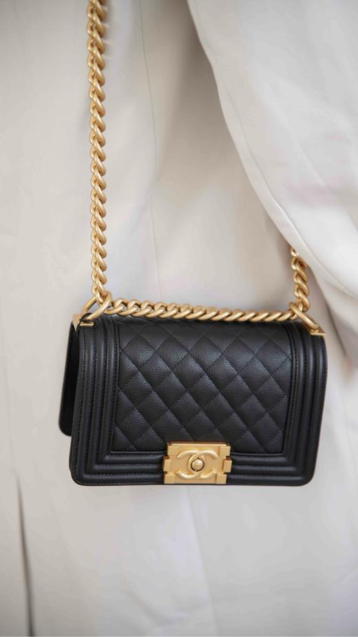 香奈儿 Leboy小球纹 单肩斜挎包 黑金小/中号 商品图8