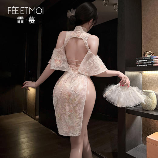 霏慕 雪绒佳人珠链盘扣连衣裙ZY178 商品图4