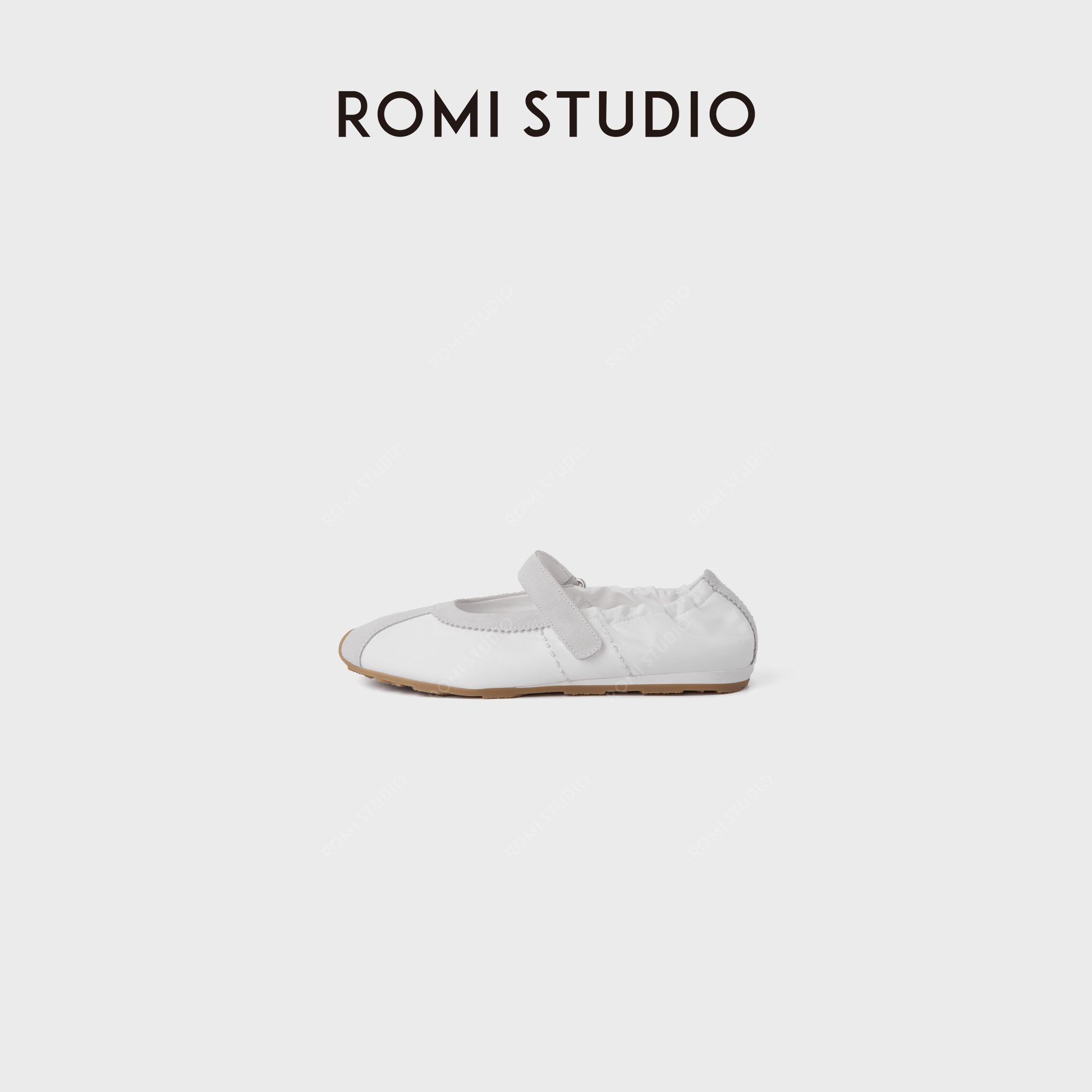 ROMI STUDIO“芭蕾舞”羊反绒皮气质一字松紧带浅口单鞋RWDSP33090