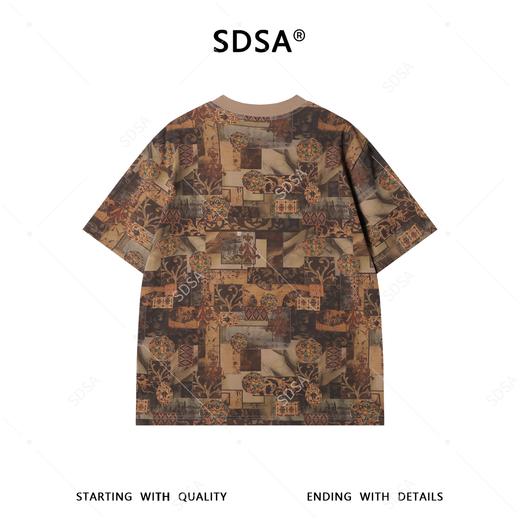 26T222SDSA男装2026新款高贵轻奢美式复古撞色圆领短袖T恤百搭宽松上衣 商品图5